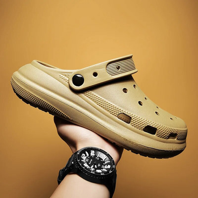 2023 Мъжки сандали с дебело дъно против хлъзгане Мъжки летни DIY сандали Дишащи двойки Външни плажни чехли с дупки Леки обувки