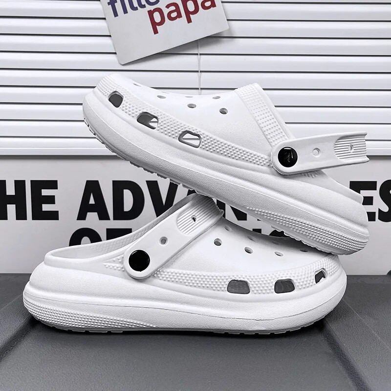 2023 Férfi, vastag alsó csúszásgátló szandál férfi nyári barkácsszandál légáteresztő pár szabadtéri strand lyukas papucs könnyű cipő