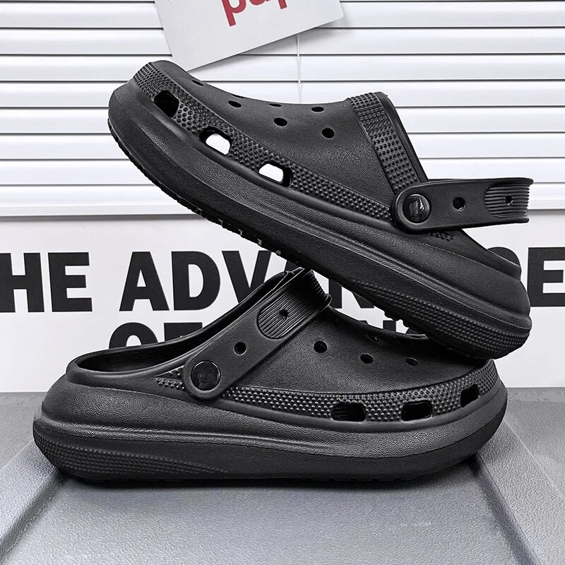 2023 Férfi, vastag alsó csúszásgátló szandál férfi nyári barkácsszandál légáteresztő pár szabadtéri strand lyukas papucs könnyű cipő