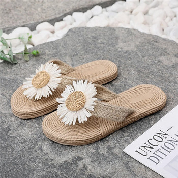 Летни дамски сандали от изкуствена трева Модни плоски обувки Плажни сандали Ежедневни сандали Дамски обувки Джапанки Slide Zapatos Mujer