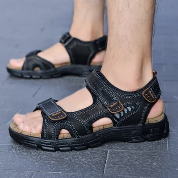 Мъжки сандали от естествена кожа, летни нови, нехлъзгащи се на открито обувки за туризъм, плажни мъжки чехли, ежедневни маратонки