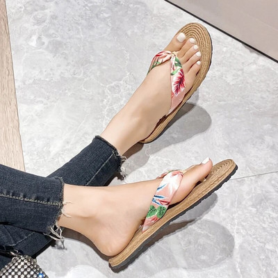 Női Virágos Flip-flop Papucs Kényelmes Csúszásmentes Szandál Lapos Cipők Női Otthon Fürdőszoba Divat Női Papucs Zapatos