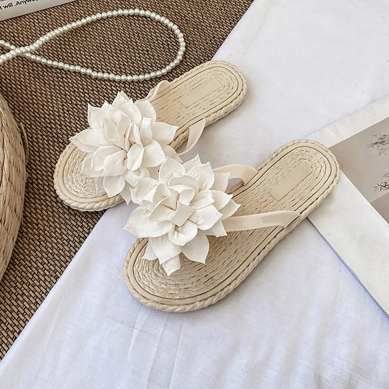Női nyári alkalmi flip-flop papucs puha alsó csúszásmentes, légáteresztő virágos otthoni alkalmi papucsok édes tengerparti ünnepi papucsok