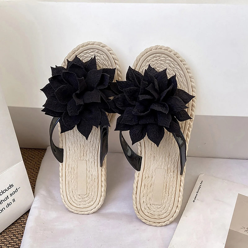 Női nyári alkalmi flip-flop papucs puha alsó csúszásmentes, légáteresztő virágos otthoni alkalmi papucsok édes tengerparti ünnepi papucsok