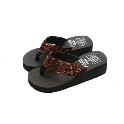 Sieviešu vasaras sandales Sequins Pludmales Sieviešu čības Sieviešu čības Augstpapēžu kurpes Sievietēm 2023 Platforma Ķīļi Čības