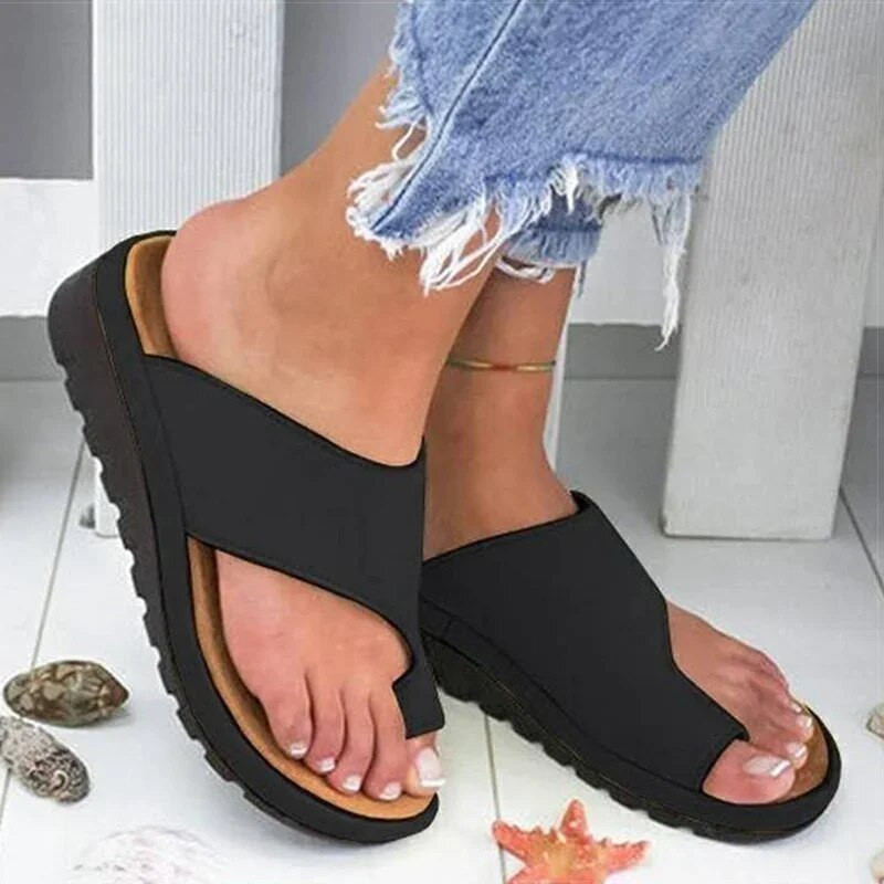 Sieviešu sandales Ikdienas flip-flops vasaras apavi Sieviešu ķīļi Sandales platformas papēži Sandalias Mujer lielā pirksta pēdas korekcijas sandales