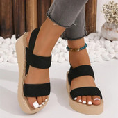 2024. gada jauna vasaras stila modernas, ērtas, neformālas, elegantas un modernas sieviešu sandales ar kaņepju virvju zoli ar biezu zoli