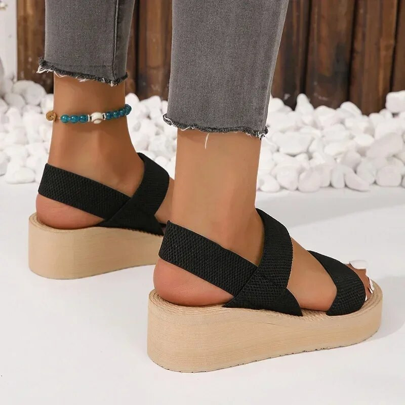 2024. gada jauna vasaras stila modernas, ērtas, neformālas, elegantas un modernas sieviešu sandales ar kaņepju virvju zoli ar biezu zoli