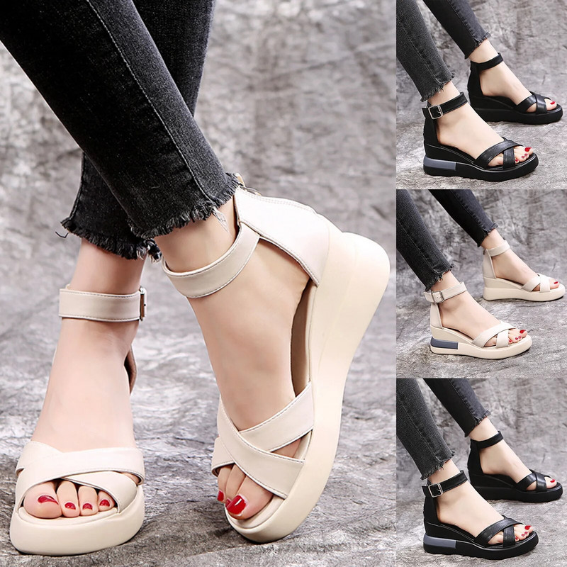 Modes Sieviešu Kurpes Sievietēm Papēži Sandales Masīvas Bohēmijas Punktas Ķīļi Biezi Apavi Plakanas Apavi Sandales Sandalias Mujer