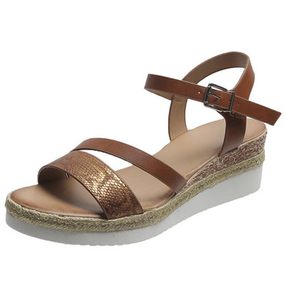 Női Wedge Platform szandálok Nyári Pu bőr bokapántos Gladiátor szandálok Női csúszásmentes vastag alsó Sandalias De Mujer