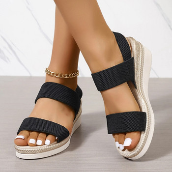 Дамски сандали 2024 Летни ежедневни обувки за жени Удобни неплъзгащи се обувки за ходене Дамски обувки с приплъзване от еластичен плат