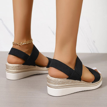 Дамски сандали 2024 Летни ежедневни обувки за жени Удобни неплъзгащи се обувки за ходене Дамски обувки с приплъзване от еластичен плат