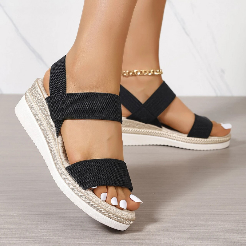 Női szandálok 2024 nyári alkalmi cipők nőknek Kényelmes csúszásmentes sétacipők Felcsúsztatható, rugalmas szövetből készült női cipők