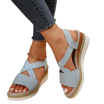 2024 Летни сандали на платформа с отворени пръсти Дамски сандали с тъкани клинове от конопено въже Обувки на платформа