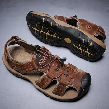 Мъжки кожени сандали Летни класически мъжки сандали за открито Меки удобни плажни сандали Чехли Мъжки обувки Голям размер 38-48