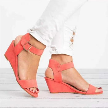 2023 Нови летни дамски сандали Модни обувки с катарама Ежедневни обувки на танкетка с отворени пръсти Дамски големи размери 43 Дамски сандали в бонбонени цветове