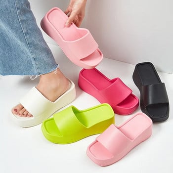 2024 г. Дамски нови чехли с дебела подметка EVA с дебела подметка за 6 см дебела подметка за домашно свободно време / чехли за външно носене