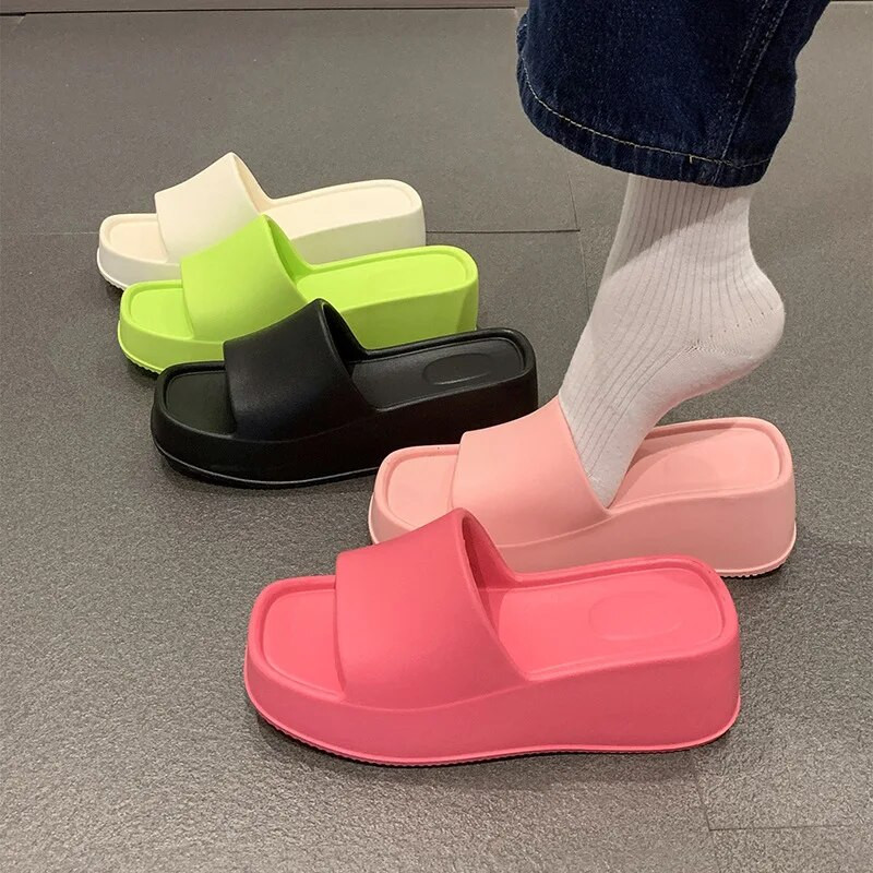 2024-es, új női Candy Color EVA vastagtalpú tapintó papucs 6 cm vastag talphoz otthoni szabadidőhöz/külső viselethez