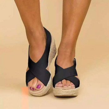 Дамски сандали на танкетка 2024 Лято Нова мода Ежедневни удобни сандали с отворени пръсти на платформа Елегантни дамски токчета Плюс размер 35-43