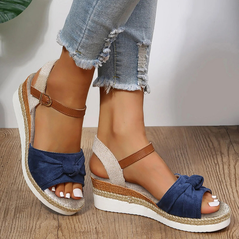Espadrilles Wedge Sandals sievietēm Vasaras Peep Toe Neslīdoši Gladiatora Kurpes Sieviešu Modes Bowtie platforma Sandalias Mujer 2024