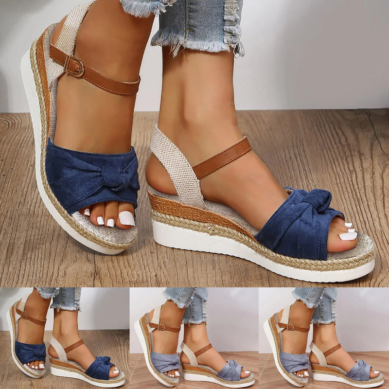 Espadrilles Wedge Sandals sievietēm Vasaras Peep Toe Neslīdoši Gladiatora Kurpes Sieviešu Modes Bowtie platforma Sandalias Mujer 2024