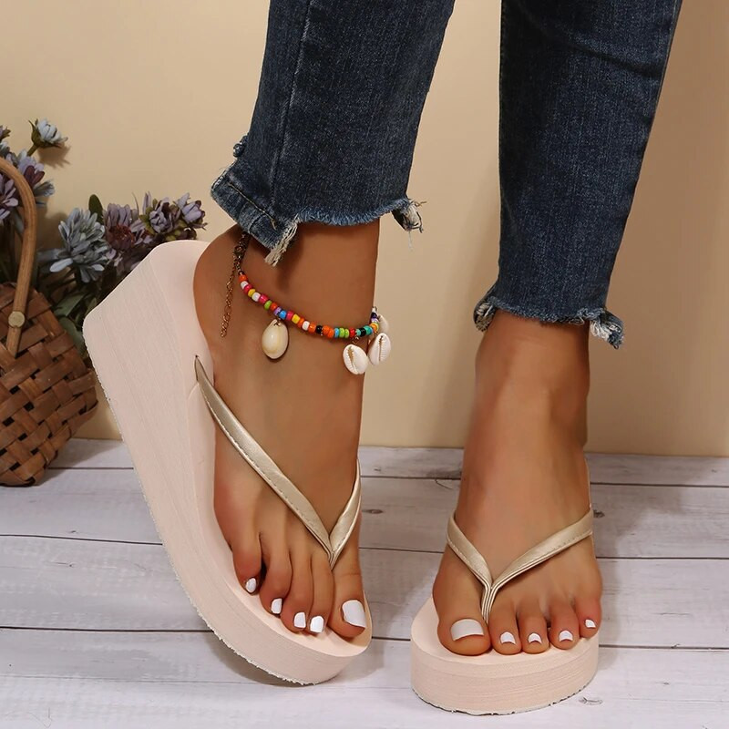Lucyever könnyű ékpapucs, női 2024. nyári csíptetős nyakkendő, platform papucs női, csúszásmentes, vastag talpú strandszandál