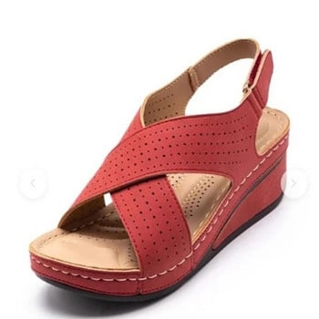 Дамски сандали Лято 2024 Сандали с кухи клинове Дамски ежедневни обувки голям размер 44 на Дамски обувки Socofy Retro Sandalis Woman
