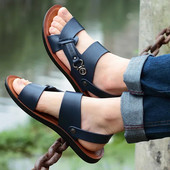 Nahast sandaalid Uued suvised Meeste avatud varbad Fashion Trend Rannajalatsid Suvised Сандалии Гладиаторы Sandalias Sandale Homme