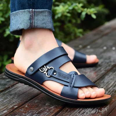 Nahast sandaalid Uued suvised Meeste avatud varbad Fashion Trend Rannajalatsid Suvised Сандалии Гладиаторы Sandalias Sandale Homme