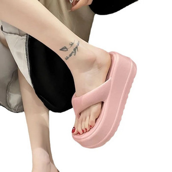 2023 Летни дамски чехли Дамски модни джапанки с дебело дъно Външни плажни пързалки Eva Нехлъзгащи се меки чехли Обувки на платформа