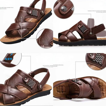 Мъжки кожени класически мъжки чехли Плажни обувки за удобно ходене Roman Sandalias Голям размер 48 Zapatos Hombre Sandalias Yeezy