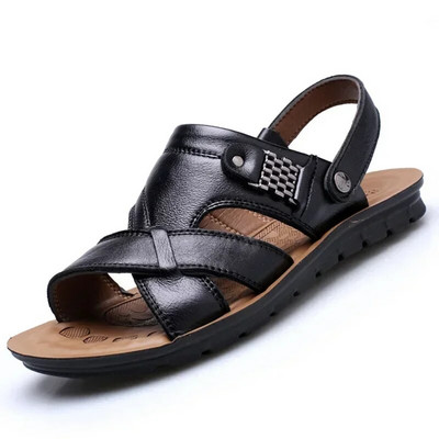 Férfi bőr klasszikus férfi papucs strandcipő kényelmes sétához Roman Sandalias Big Size 48 Zapatos Hombre Sandalias Yeezy