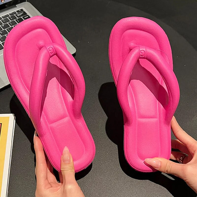 Sievietēm Pludmales čības Flip Flops Bieza zole Ķīļveida Papēži Sandales Meitenes Āra Slīdkalniņi Neslīdoši Mājas Čības Modes Flip-Flops