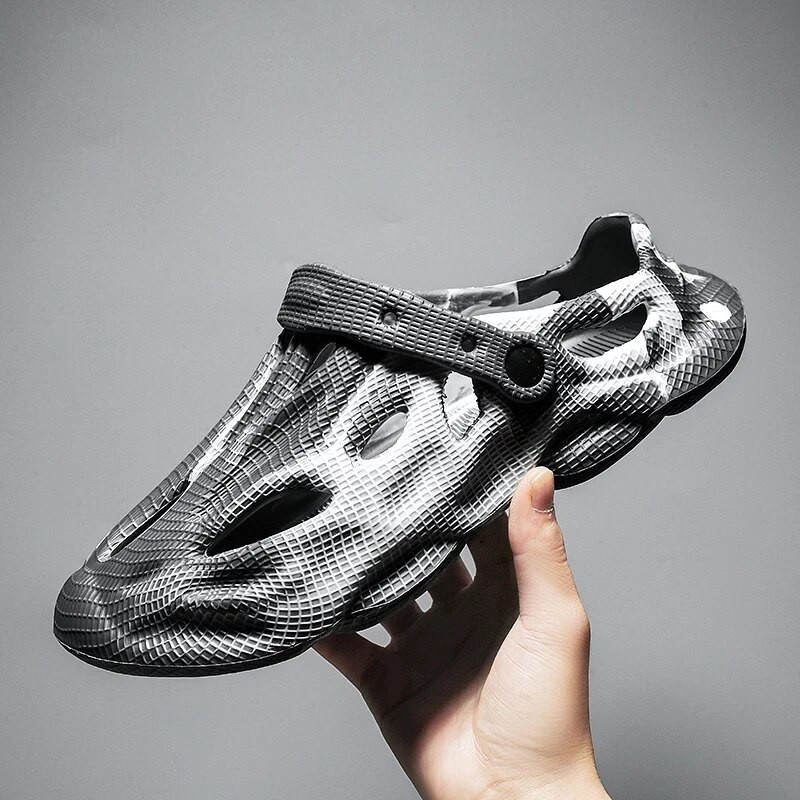 Vīriešu iekštelpu mājsaimniecības čības Vannas istabas apavi vasarā Sieviešu cauruma kurpes Ērtas, biezas zoles āra sandales Tukšas pludmales apavi