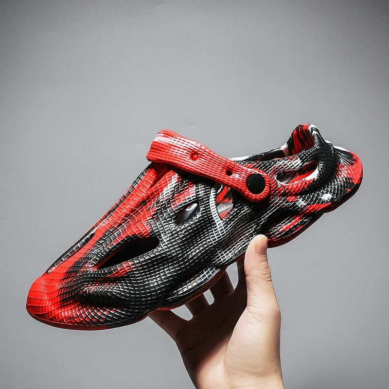 Vīriešu iekštelpu mājsaimniecības čības Vannas istabas apavi vasarā Sieviešu cauruma kurpes Ērtas, biezas zoles āra sandales Tukšas pludmales apavi