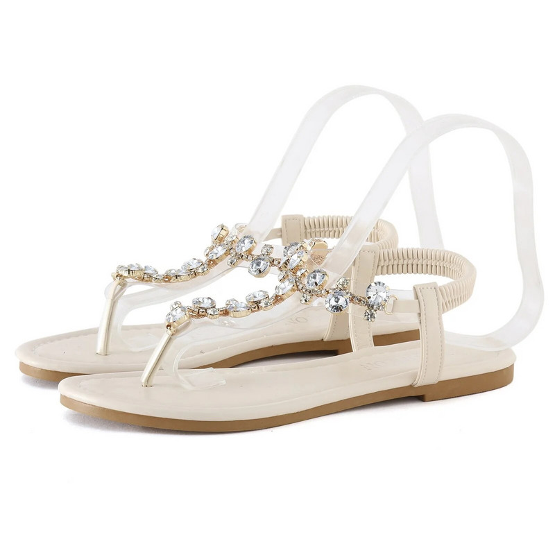 Thong Beach szandálok Női Cipők Divatos Lapos Tangaszandál Fúró Elasztikus Szíjjal Alkalmi csúszócipők Női Kültéri