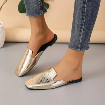 Γυναικεία παπούτσια 2024 Νέα γυναικεία παντόφλα με τετράγωνα δάχτυλα Casual Flat Ladies Mules Fashion Plus Size Outdoor Slides Pantuflas De Mujer