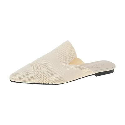 Vasaras sieviešu dzelteni melni trikotāžas slaidi mūļi Jauni eleganti sieta elpojošie čības ar papēžiem ar slēgtu purngalu slaidi ballīšu apavi