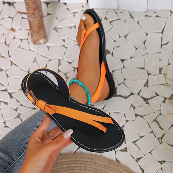 Дамски сандали с плоски пръсти с щипка Ежедневни летни обувки с каишка с катарама Леки плажни сандали на открито