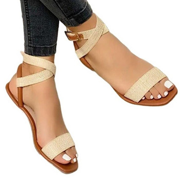 Плоски дамски сандали 2023 Летни дамски сандали с кръстосани каишки Модни отворени пръсти Елегантни дамски обувки Удобни секси дамски сандали