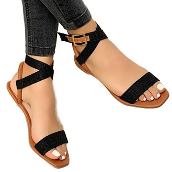 Плоски дамски сандали 2023 Летни дамски сандали с кръстосани каишки Модни отворени пръсти Елегантни дамски обувки Удобни секси дамски сандали