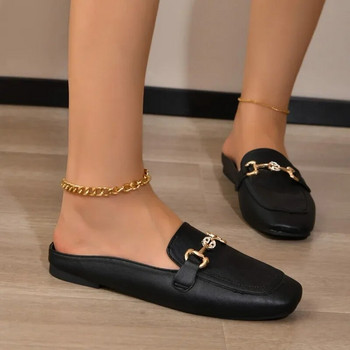 Нови дамски обувки за 2024 г. Дамски плоски модни ретро британски кожени оксфордски мокасини Размер 44 Удобни ежедневни плитки плоски обувки Златно лого