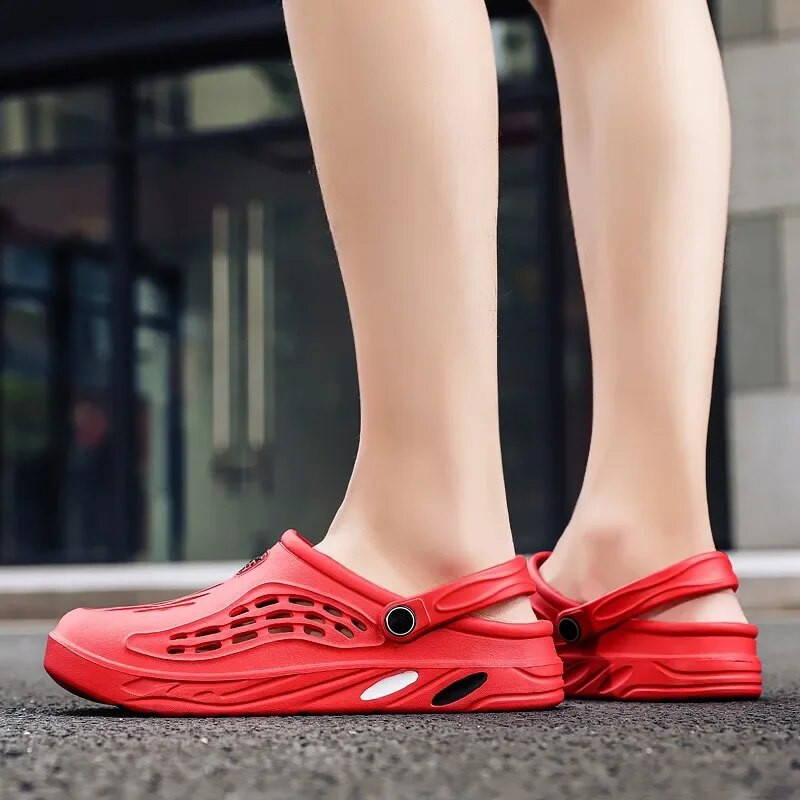 Vasaras vīriešu sandales elpojošas unisex vīriešu slaidi sandales āra dobas vīriešu čības Gumijas vīriešu pludmales sandales vīriešu apavi