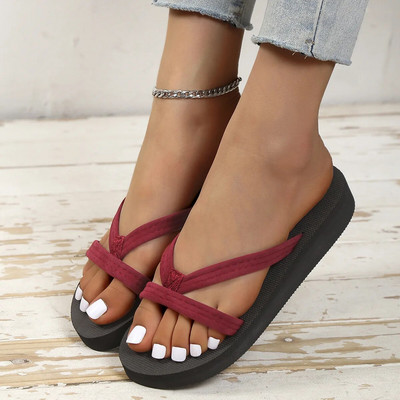 Sieviešu čības brīvā dabā, viegls, forši apavi Sieviešu plakanās flip-flop, melnas, neslīdošas, pamata mājas sandales, slīdēšanas šausures, sieviešu