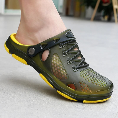 Želejas apavi Uzvelkamas sandales Vīriešu elpas čības Vasaras āra pludmales sandales Ikdienas čības Ūdens sandalijas koka tupeles Sandales