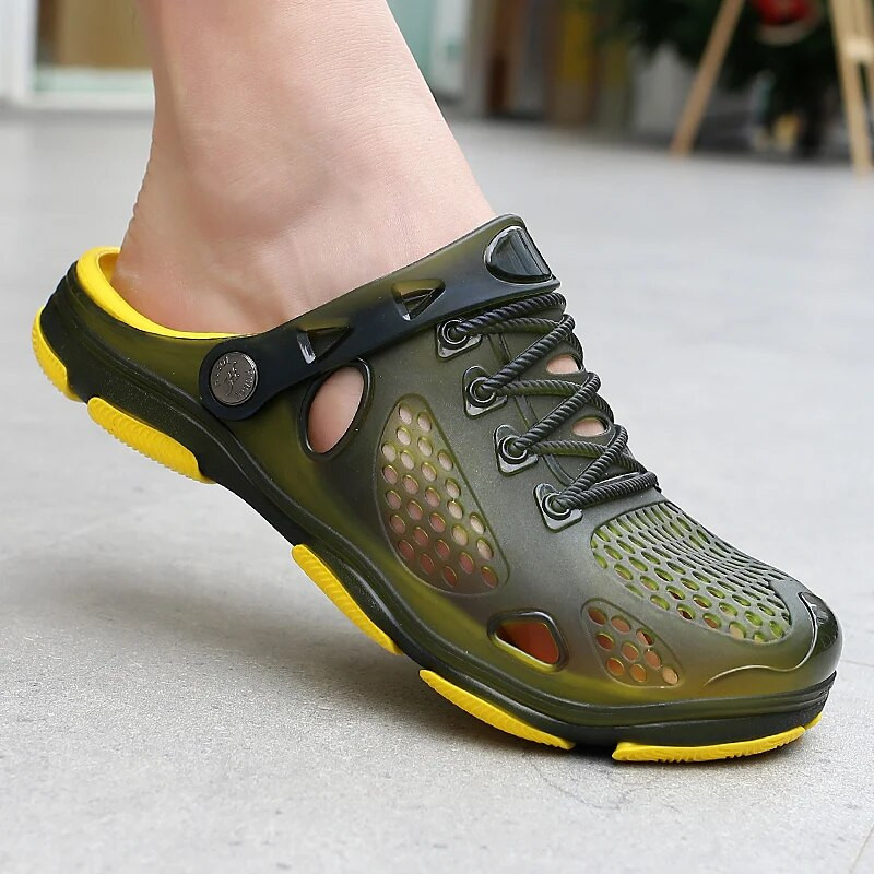 Želejas apavi Uzvelkamas sandales Vīriešu elpas čības Vasaras āra pludmales sandales Ikdienas čības Ūdens sandalijas koka tupeles Sandales