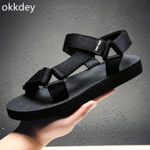 Hétköznapi férfi szandálok lapos, légáteresztő, divatos, kényelmes kültéri cipők könnyű, tavaszi nyári szandálok