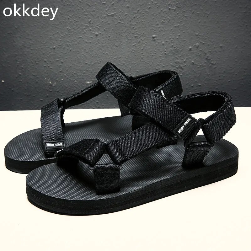 Hétköznapi férfi szandálok lapos, légáteresztő, divatos, kényelmes kültéri cipők könnyű, tavaszi nyári szandálok