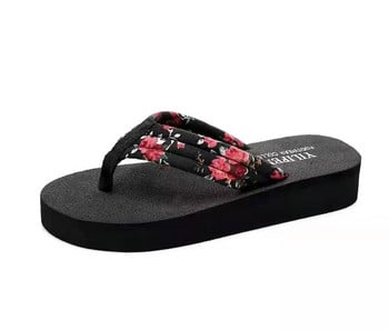 Σαγιονάρες Γυναικείες ρετρό Floral Παπούτσια Πλατφόρμας Wedge Beach Resort Νέες γυναικείες μόδα ελαφριές παντόφλες για το σπίτι Slide Zapatos Mujer