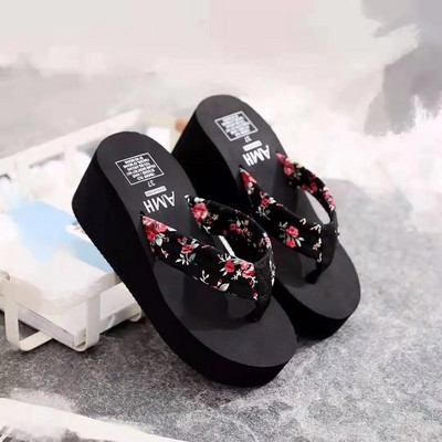 Flip Flop Női Retro Virágos Platform Cipők Wedge Beach Resort Cipők Új Női Divat Könnyű Otthoni Papucsok Slide Zapatos Mujer